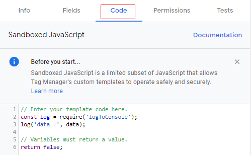 Code tab