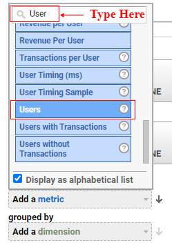 Select metric