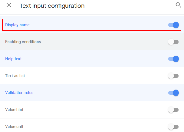 Text input configuration