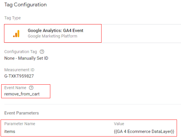 GA4 (Google Analytics 4) Ecommerce Tracking via GTM - Tutorial 38 gtm ecommerce tracking removecart config