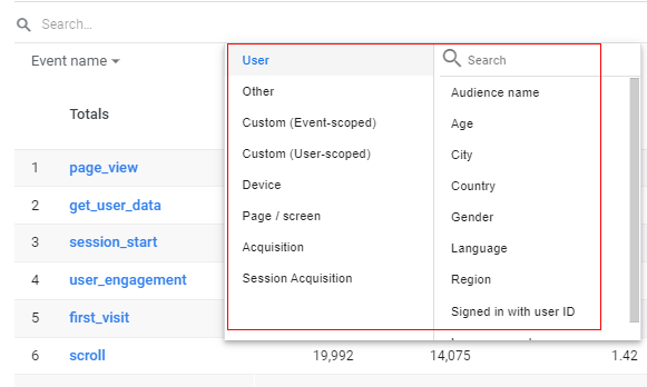 Events Report in Google Analytics 4 (GA4) 16 pop up