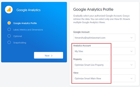 Select your Google Analytics account