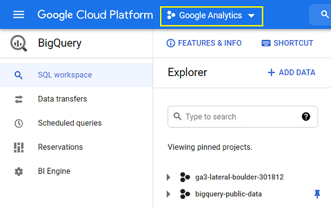 make sure that Google Analytics project is selected