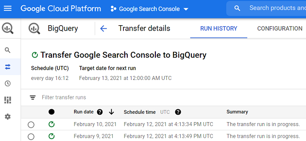 Google Search Console to BigQuery