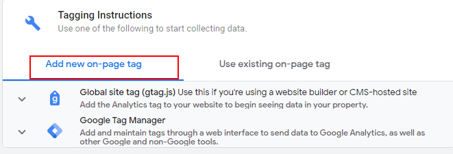 Add on page Google tag