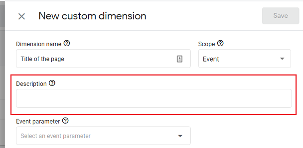 Description custom dimension