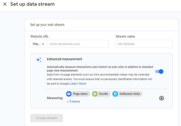 Setup Data Stream