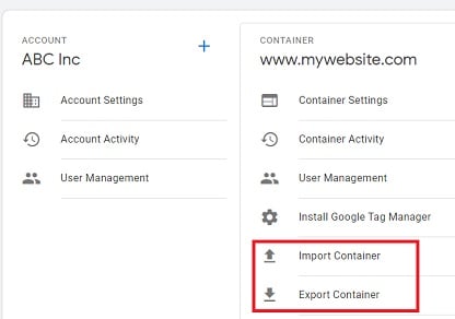 gtm tutorial import export container 1