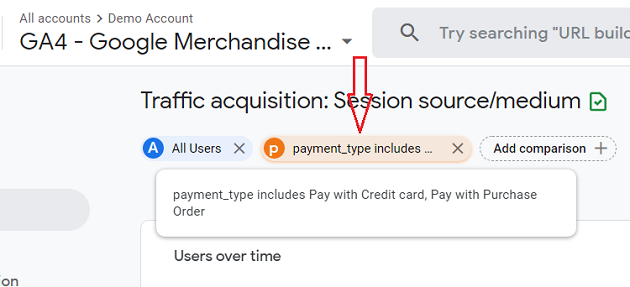 new comparison added to the Traffic acquisition report