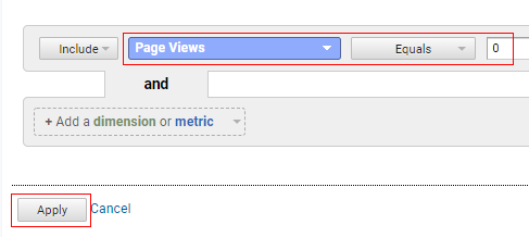 How to remove not set in Google Analytics 15 page view filter