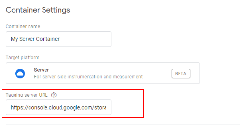 server side tagging Tagging server URL