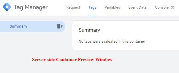 server side tagging preview window