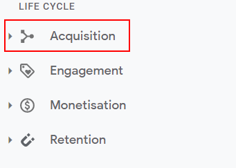 Acquisition menu