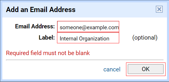Add email address