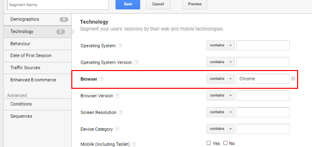 Browser based segment