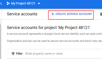 Click on ‘Create service account in the console