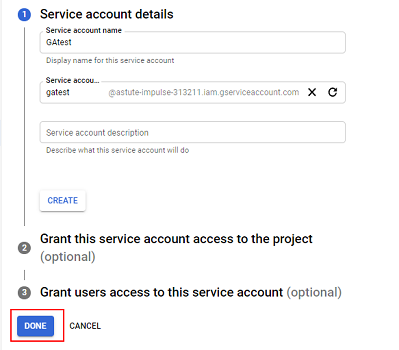 Enter the service account name of your choice