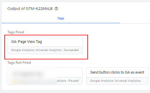 GA Pageview tag in preview mode