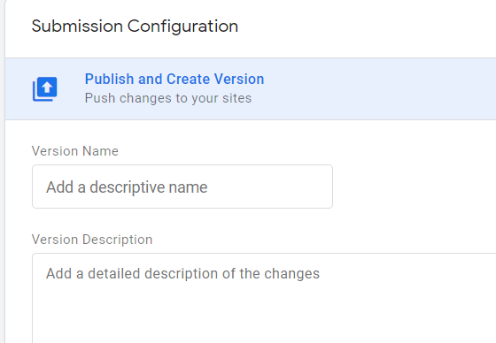 GTM submission configuration