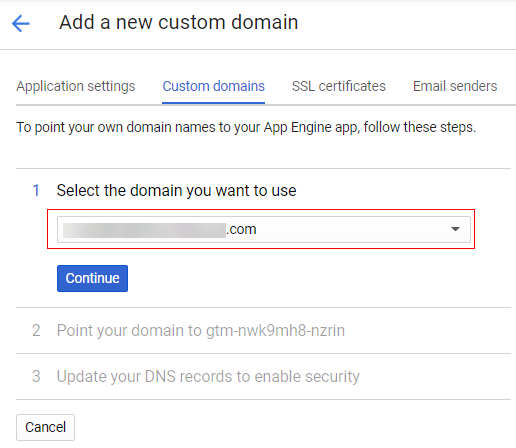 Select the domain you want to use