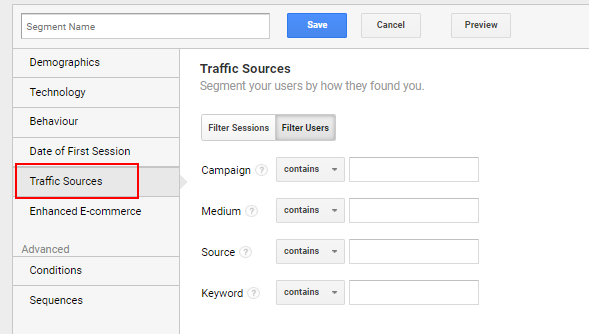 Traffic source segment