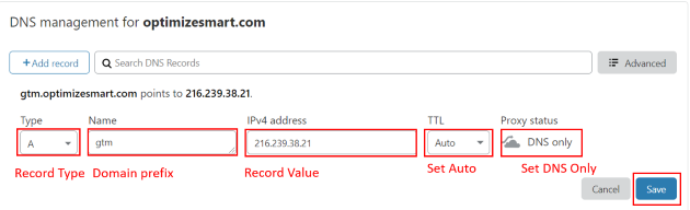 Type a record steps