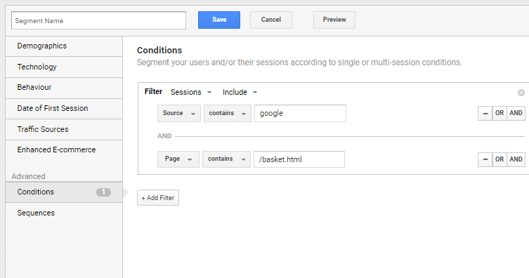 conditional segment