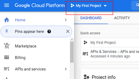 create a project in your developers console