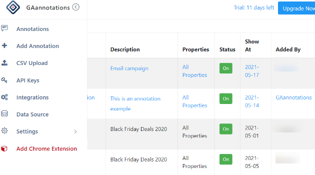 ga dashboard page
