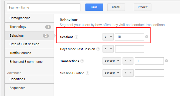 session based segment