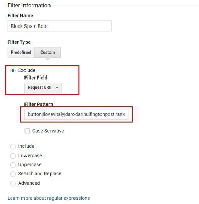 remove referral spam block spam bots traffic