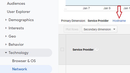remove referral spam hostname primary dimension
