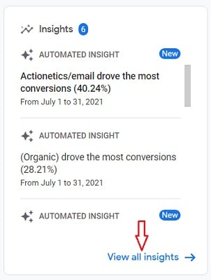view all insights ga4