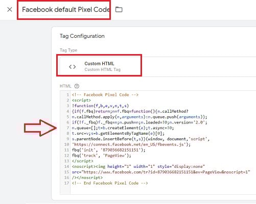 facebook default pixel code