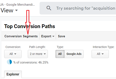 Click on the ‘Conversion Segments button