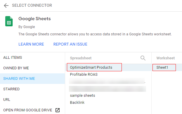 Google sheet name