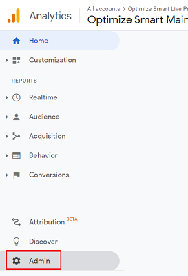 admin section of your main reporting view