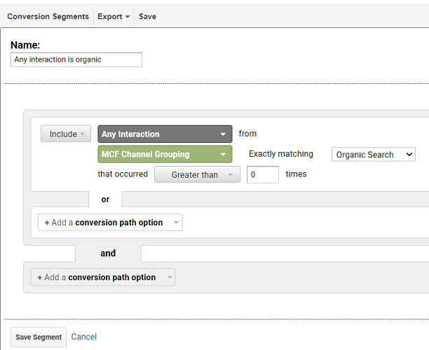 conversion segment configuration