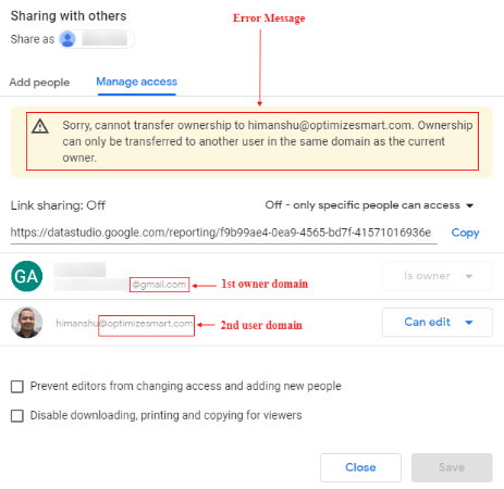 error message