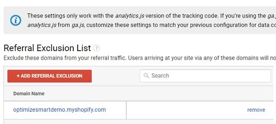 la liste d'exclusion de référence google analytics