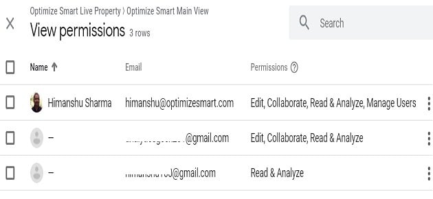 view permissions