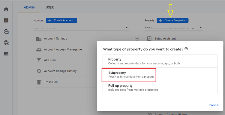 ga4 subproperties