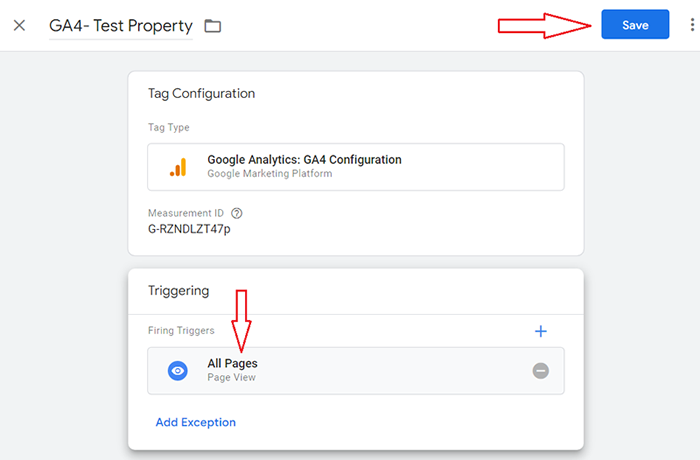 Using the GA4 Test Property - Testing Google Analytics 4 15 all pages
