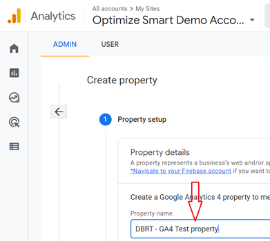 Using the GA4 Test Property - Testing Google Analytics 4 4 property name