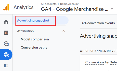 Advertising Snapshot report ga4 2 1