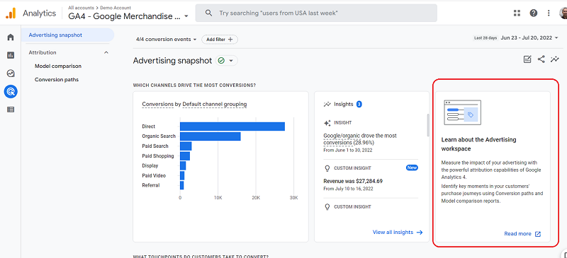 Learn about the Advertising workspace