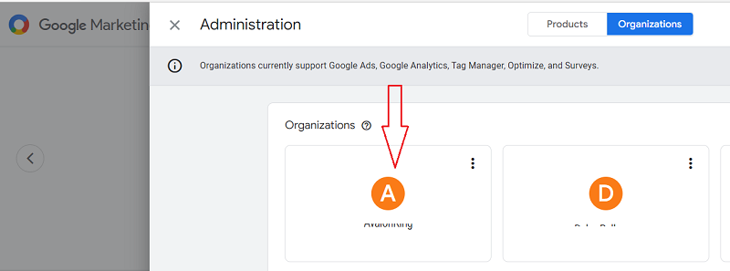 access organizations Google Marketing Platform