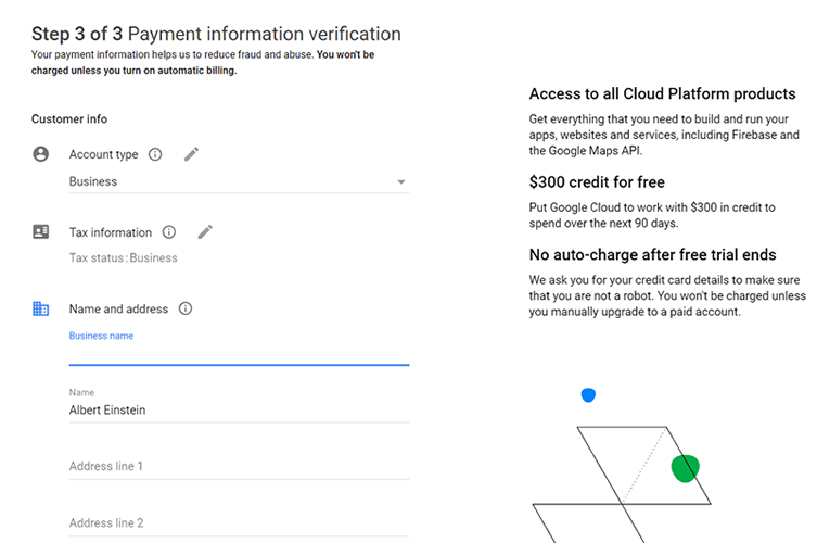 How to create a new Google Cloud Platform account