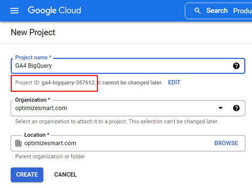 How to create a new BigQuery project - Optimize Smart
