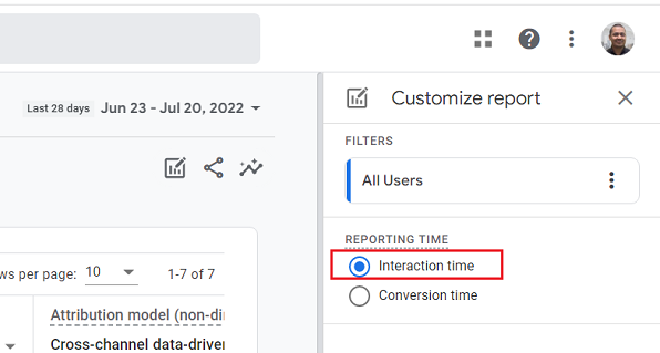 reporting time interaction time ga4